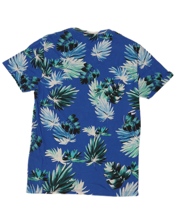 Superdry Herren Grafik-T-Shirt-Oberteil, groß, blau, hawaiianisch mit Blumenmuster