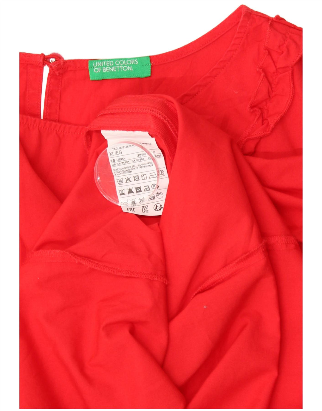 BENETTON Damen ärmelloses Blusenoberteil UK 18 XL rote Baumwolle