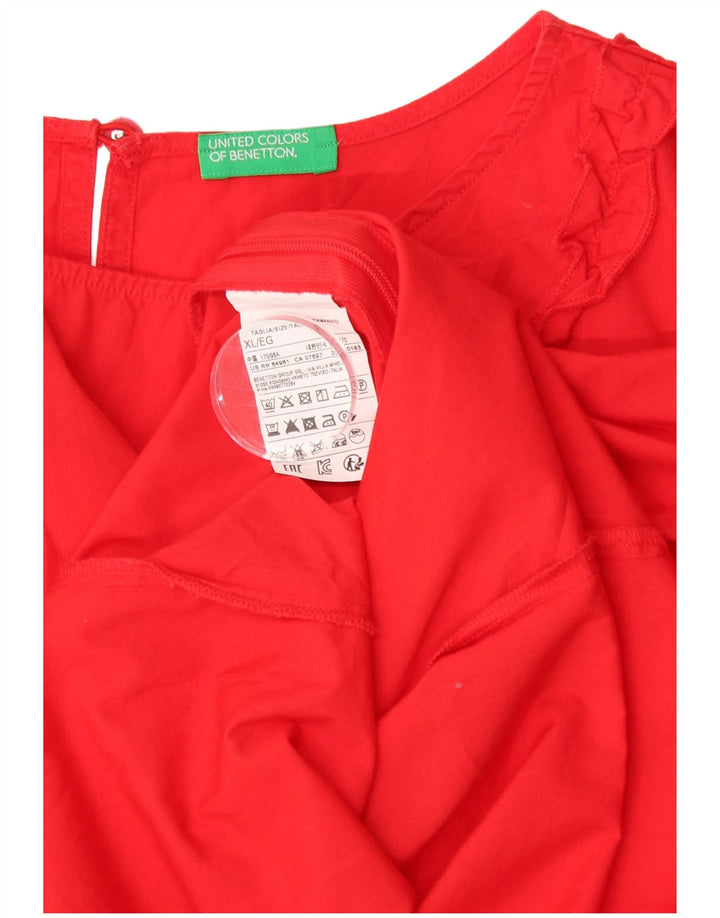 BENETTON Damen ärmelloses Blusenoberteil UK 18 XL rote Baumwolle
