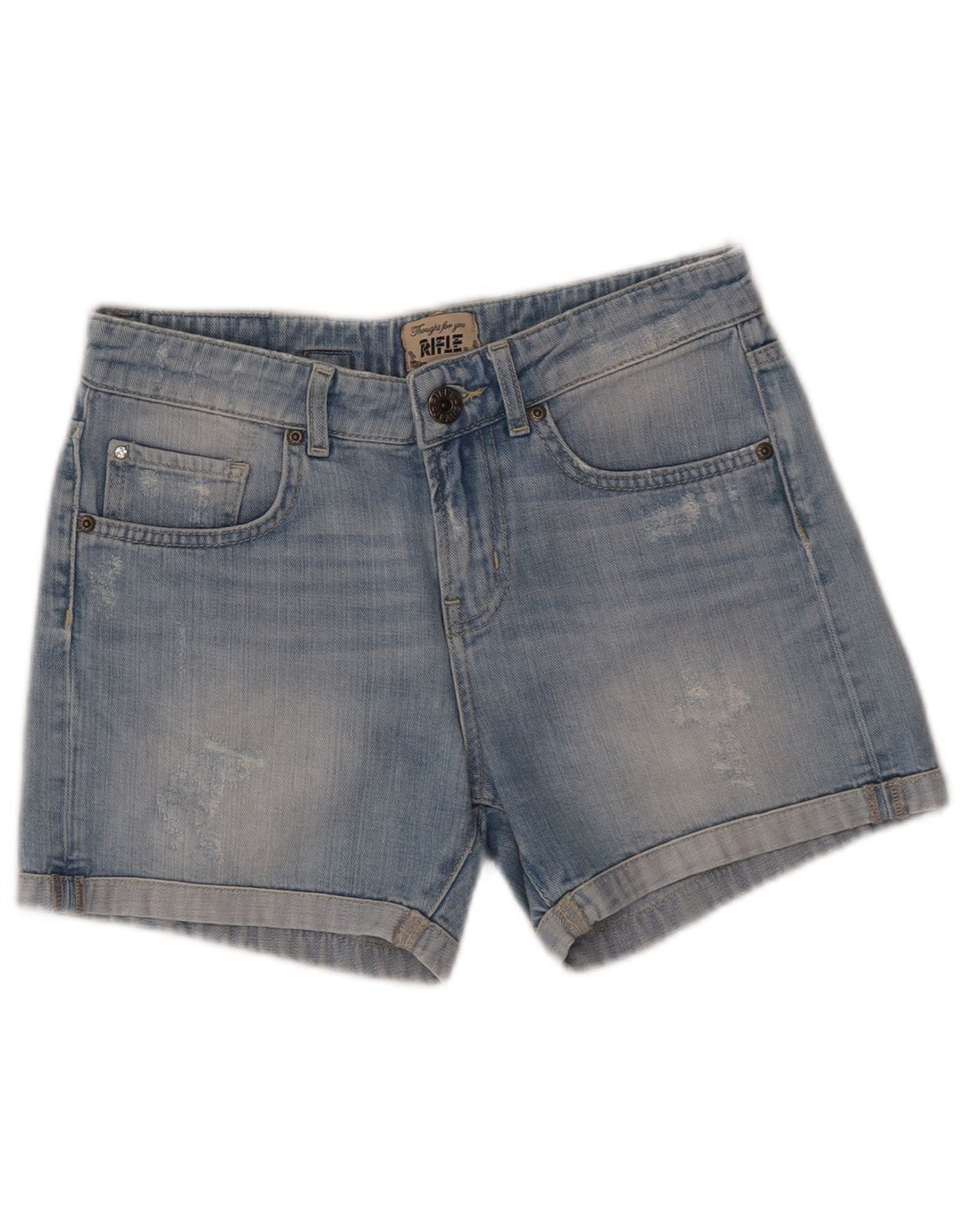 Rifle Womens Distressed Denim Shorts W25 XS Blaue Baumwolle