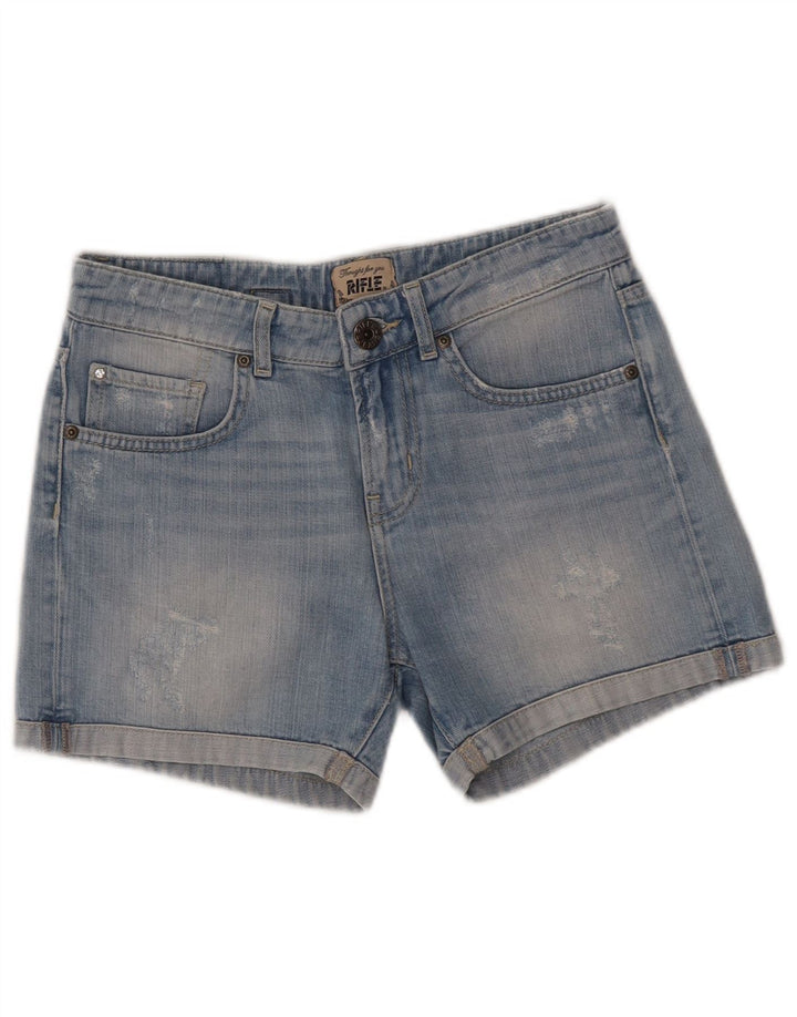 Rifle Womens Distressed Denim Shorts W25 XS Blaue Baumwolle