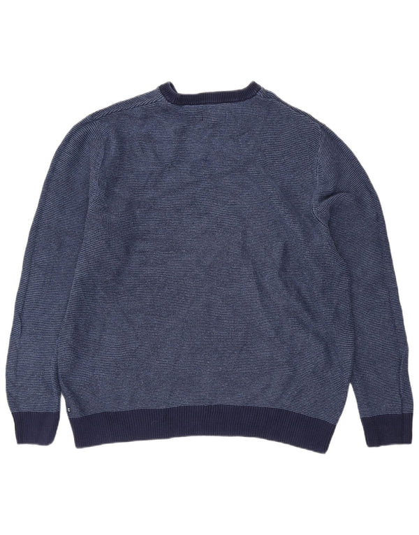 Chaps Herren-Pullover mit Rundhalsausschnitt, XL, Marineblau, Nadelstreifen, Baumwolle