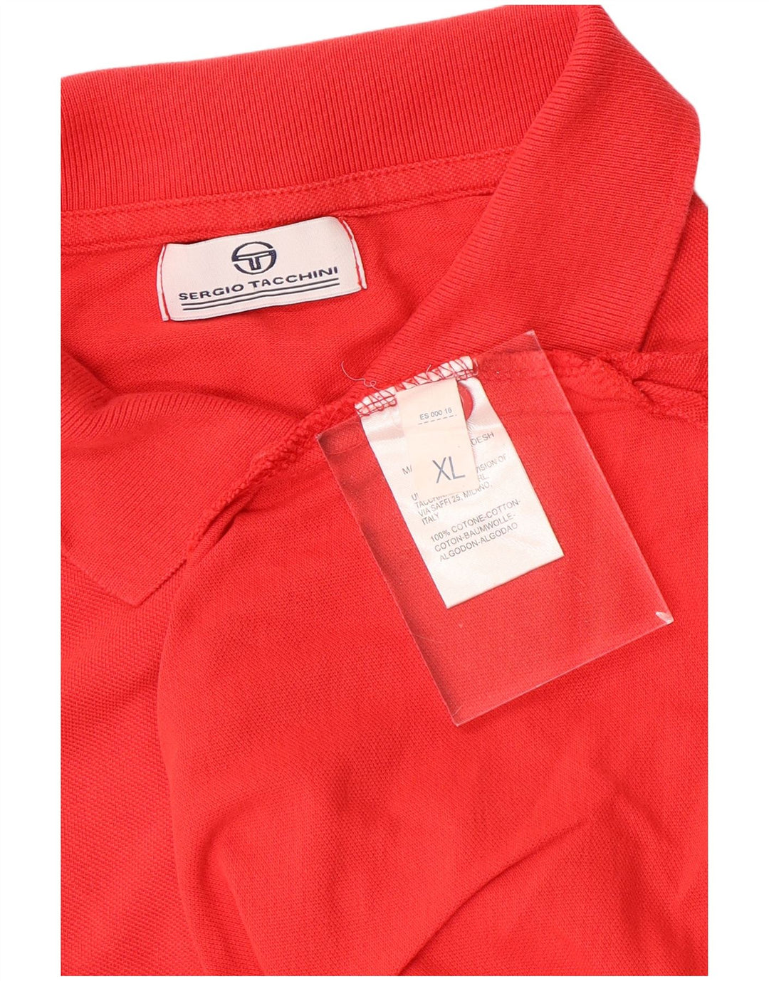 SERGIO TACCHINI Herren-Langarm-Poloshirt XL aus roter Baumwolle