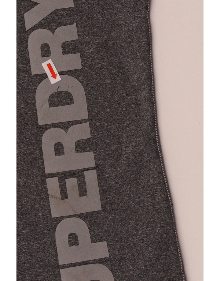 Superdry Damen Grafik-T-Shirt-Oberteil UK 14 Large Grau geflecktes Polyester