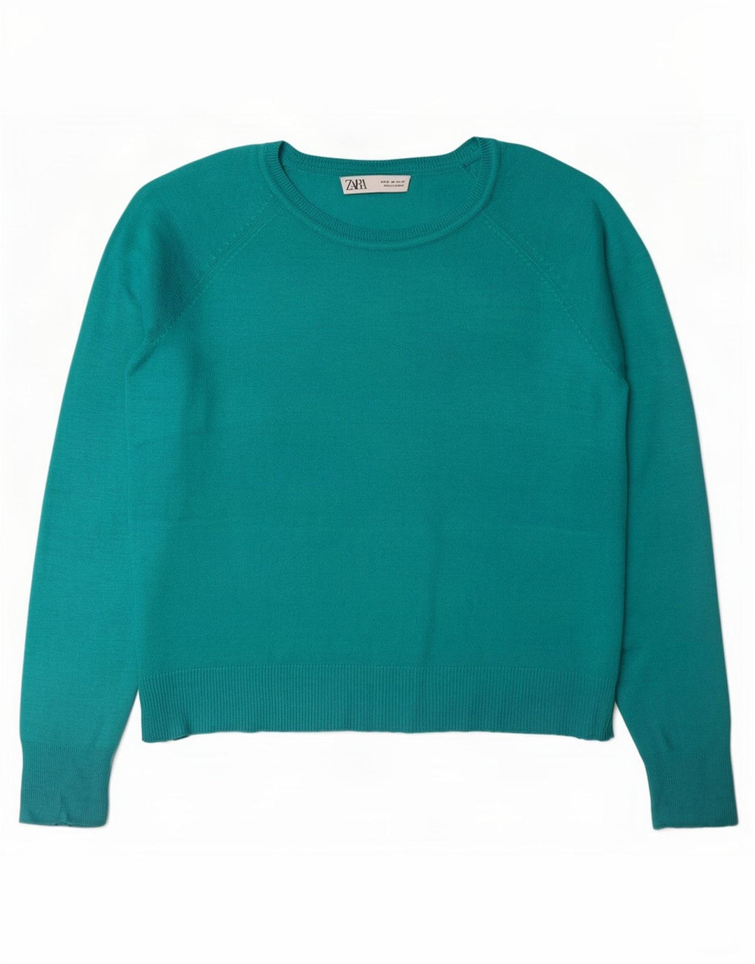 Zara Damen-Pullover, übergroß, U-Boot-Ausschnitt, Gr. 14, Mitteltürkis