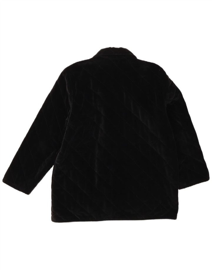 Andrea Mare Damen-Samt-Übergröße-Steppjacke, Gr. 10, Größe S, Schwarz, Baumwolle