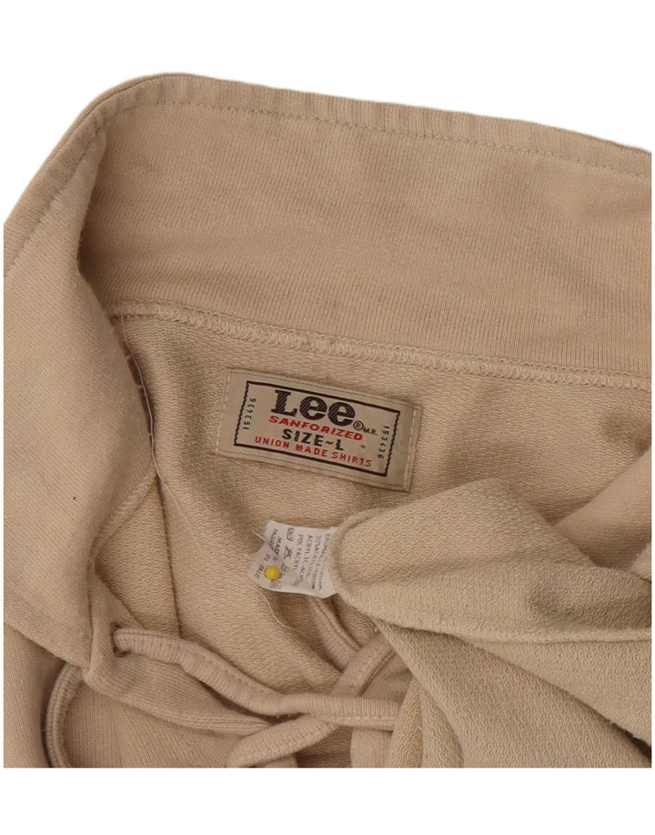 Lee Herren-Langarm-Poloshirt, groß, beige, Baumwolle