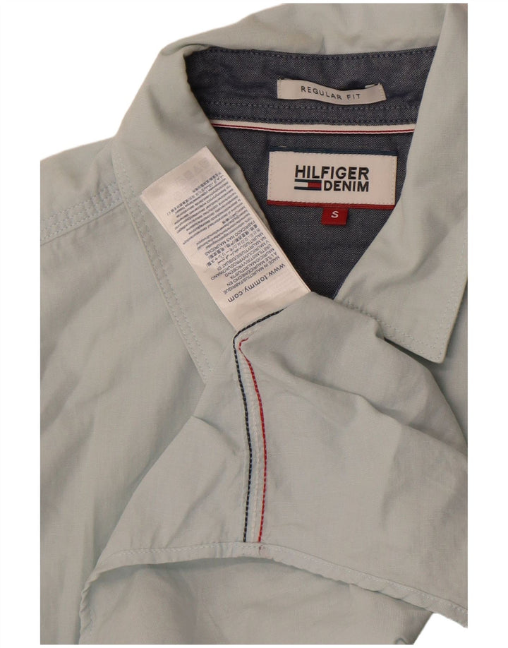 Tommy Hilfiger Herren-Kurzarmhemd, klein, blaue Baumwolle