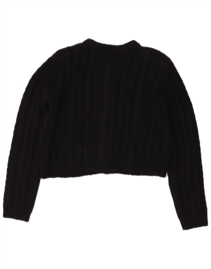 Massimo Dutti Damen Crop Oversized Cardigan Pullover UK 10 Small Schwarz
