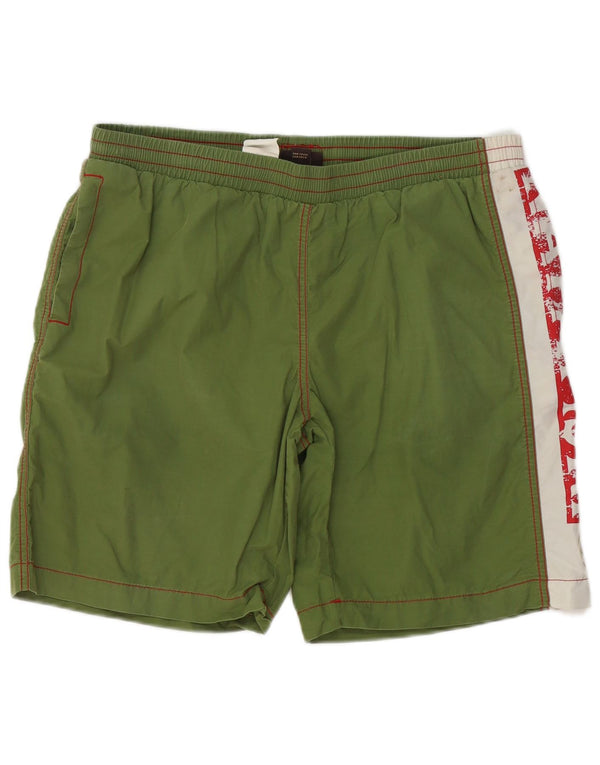 Napapijri Herren-Badeshorts mit Grafik, groß, grünes Farbblock-Polyester