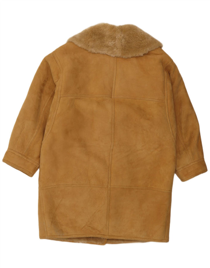 Vintage Damen Shearling Mantel mit lockerer Passform IT 44 Medium Beige Shearling