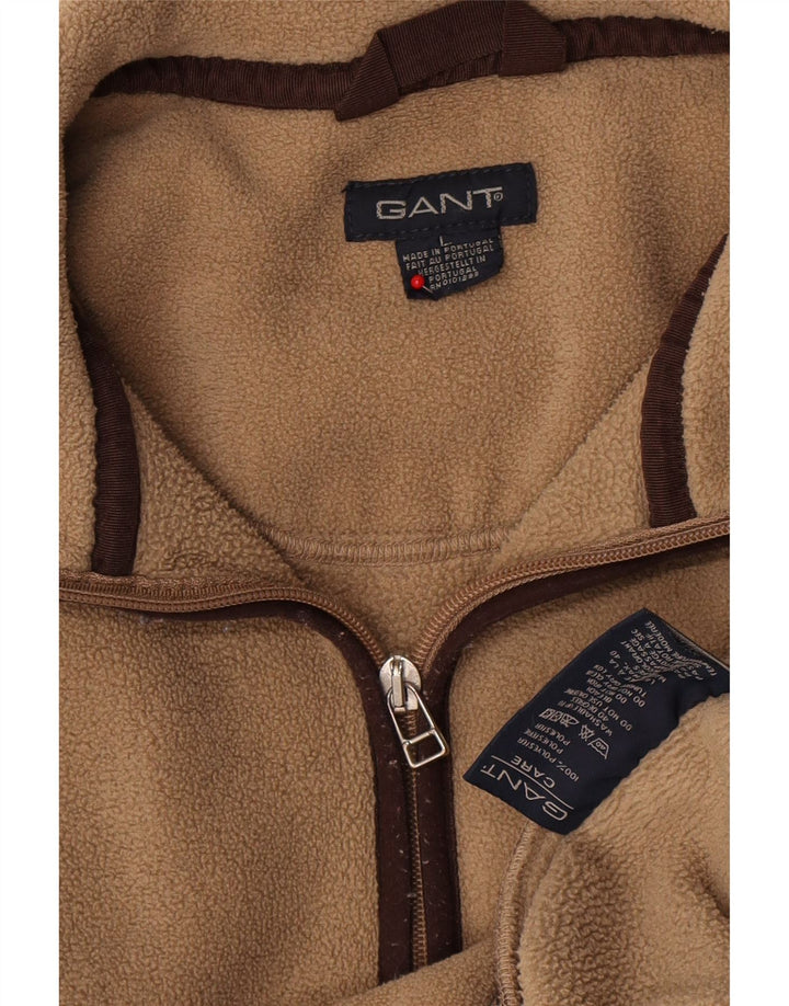 Gant Herren-Fleecepullover mit Reißverschluss am Hals, groß, beige, Polyester