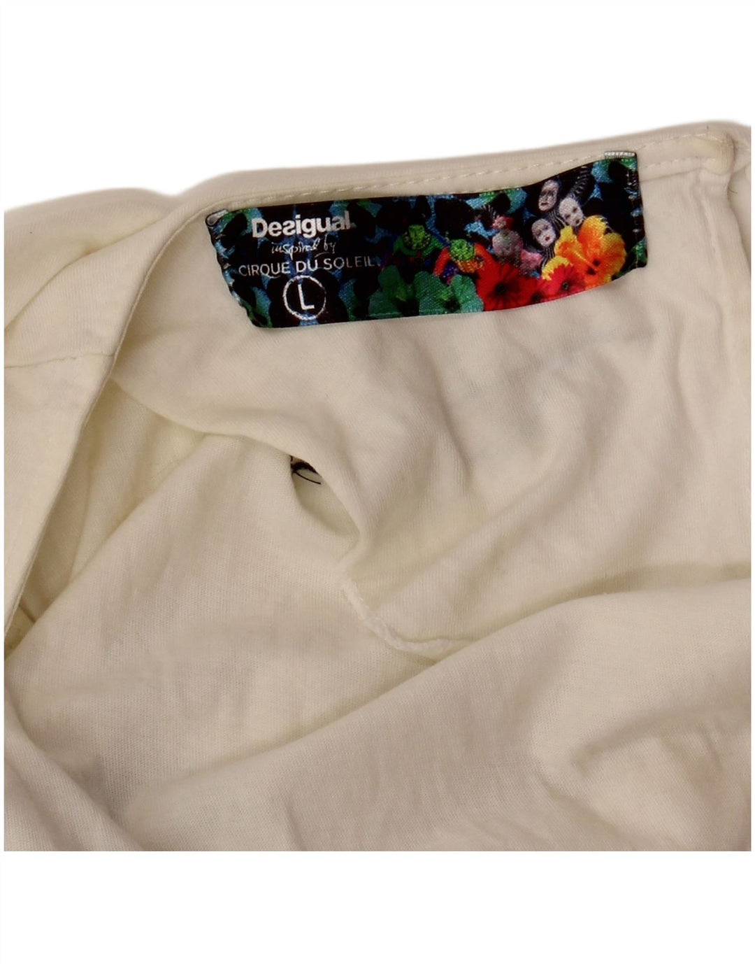 DESIGUAL Damen Cirque Du Soleil Graphic Vest Top UK 14 Large Weiß