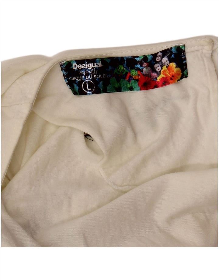 DESIGUAL Damen Cirque Du Soleil Graphic Vest Top UK 14 Large Weiß