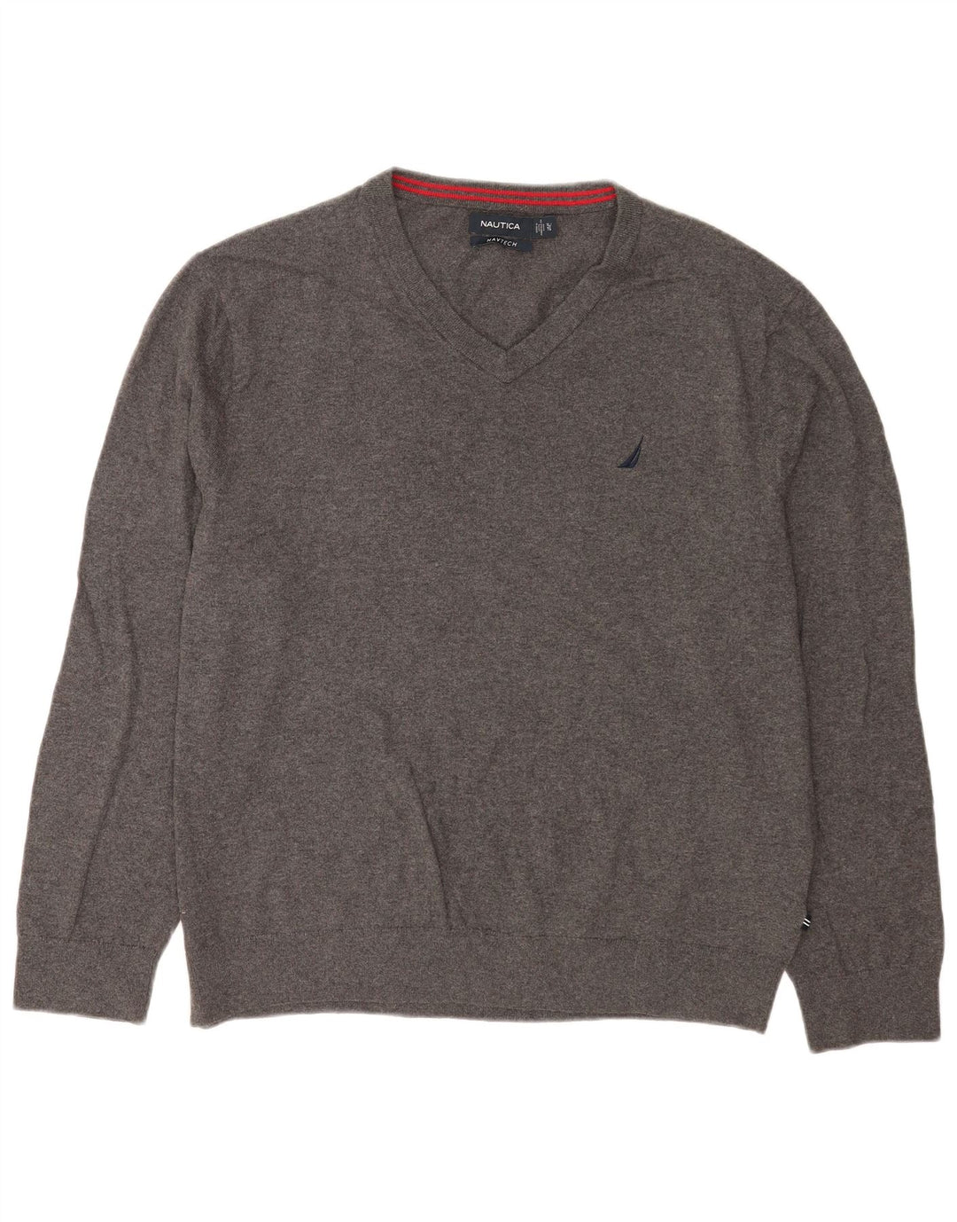Nautica Herren Navtech V-Ausschnitt Pullover Pullover XL Grau Baumwolle
