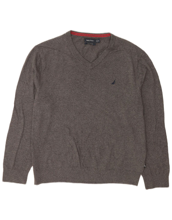 Nautica Herren Navtech V-Ausschnitt Pullover Pullover XL Grau Baumwolle