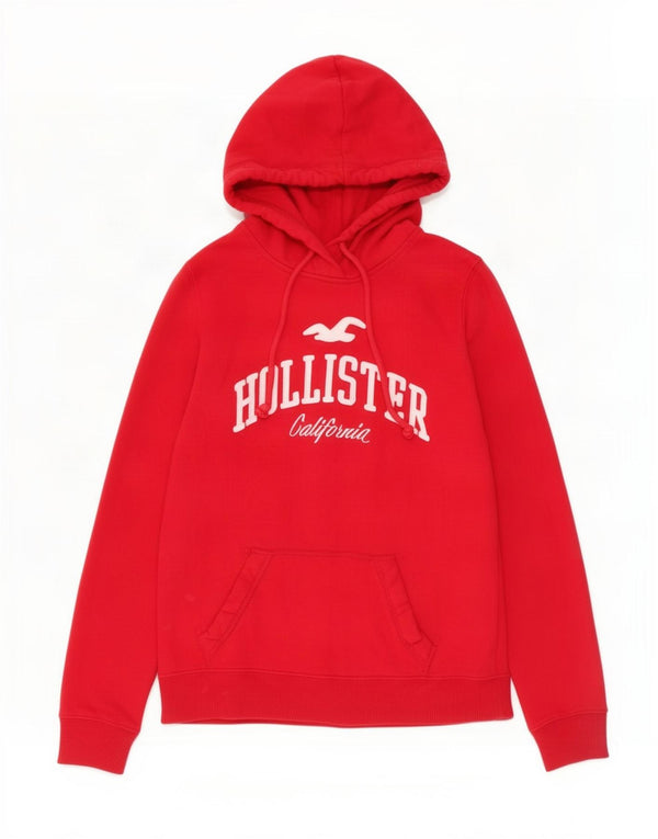 Hollister Womens Graphic Hoodie Jumper UK 6 XS Red Cotton