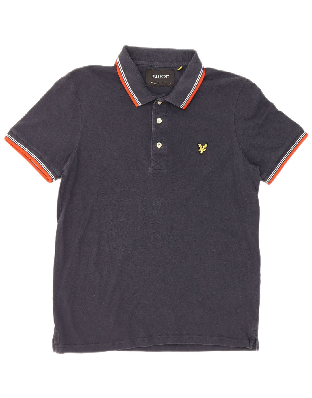 Lyle & Scott Herren-Poloshirt, klein, marineblau, gestreift, Baumwolle