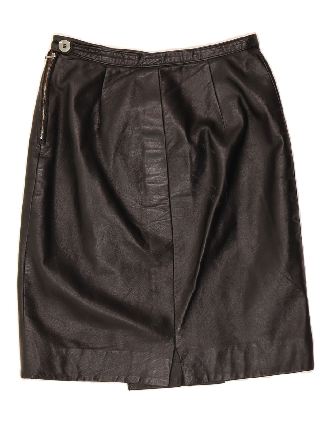 VINTAGE Womens Leather Skirt W28 Medium Black Vintage Vintage and Second-Hand Vintage from Messina Hembry 