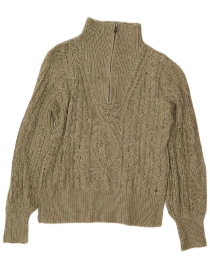 FAT FACE Damen-Pullover mit Reißverschluss, Größe S, Khaki, Argyle/Diamant