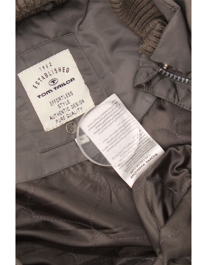 Tom Tailor Womens Hooded Wattierter Mantel UK 14 Mittelgraues Polyamid