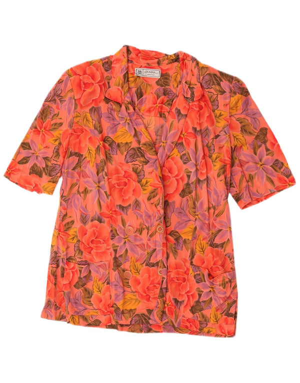 Domina Damen Kurzarm-Cardigan-Oberteil IT 50 XL Mehrfarbig mit Blumenmuster