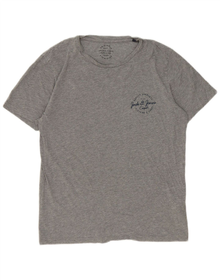 Jack & Jones Herren-T-Shirt-Oberteil, groß, grau meliert, Baumwolle