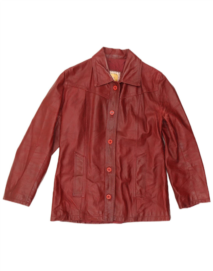 Bayside Damen Lederjacke UK 14 Großes burgunderrotes Leder