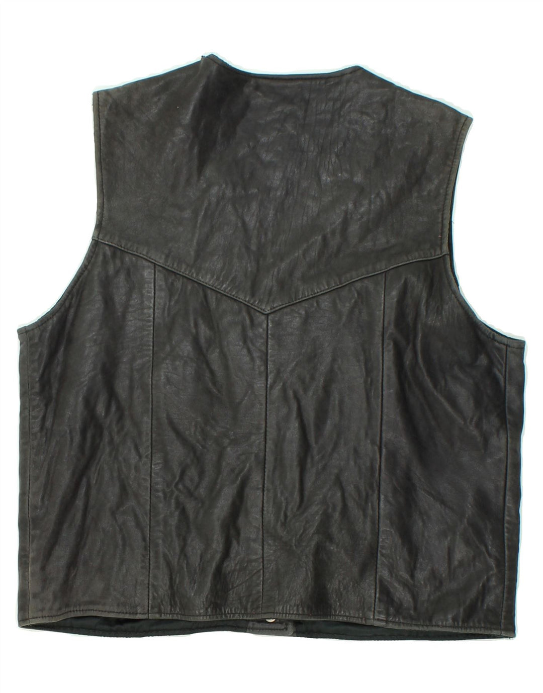 VINTAGE Damen Lederweste UK 14 Large Schwarz