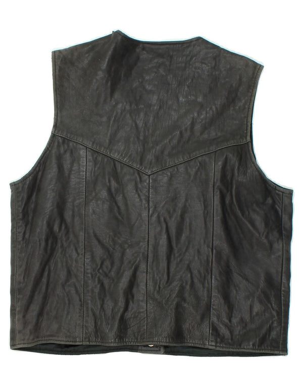 VINTAGE Damen Lederweste UK 14 Large Schwarz
