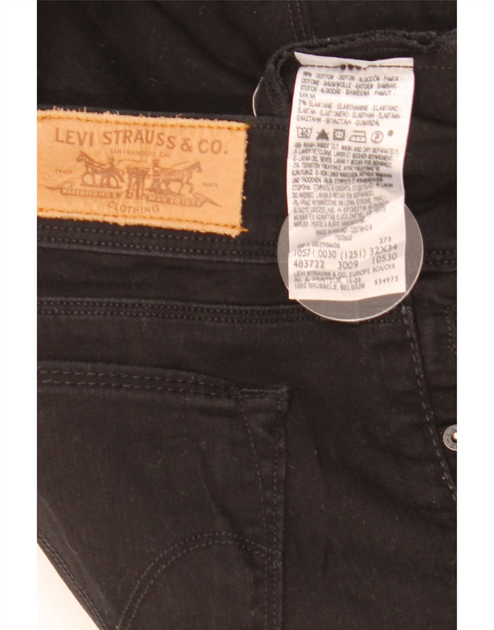 Levi's Damen 571 Slim Jeans W32 L30 Schwarze Baumwolle