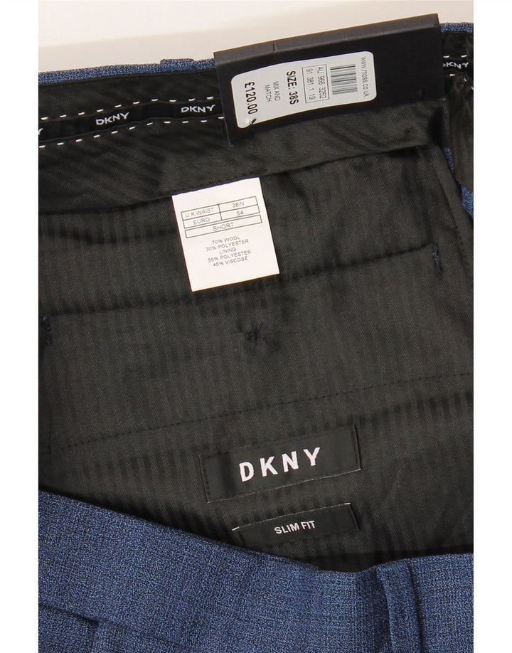 DKNY Herren Slim Fit Anzughose W38 L29 Blaue Wolle