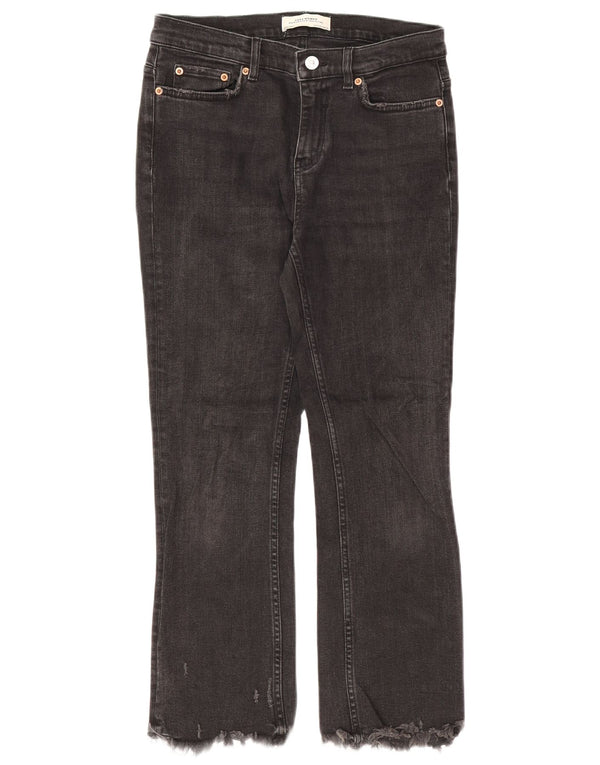 Zara Damen Bootcut Jeans EU 36 XS W26 L25 Schwarz
