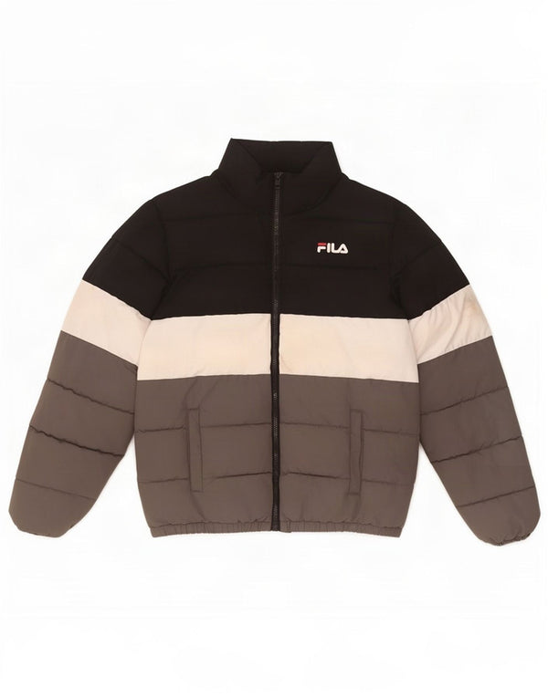 Fila Boys Graphic Padded Jacket 12-13 Years Black Colourblock Polyester