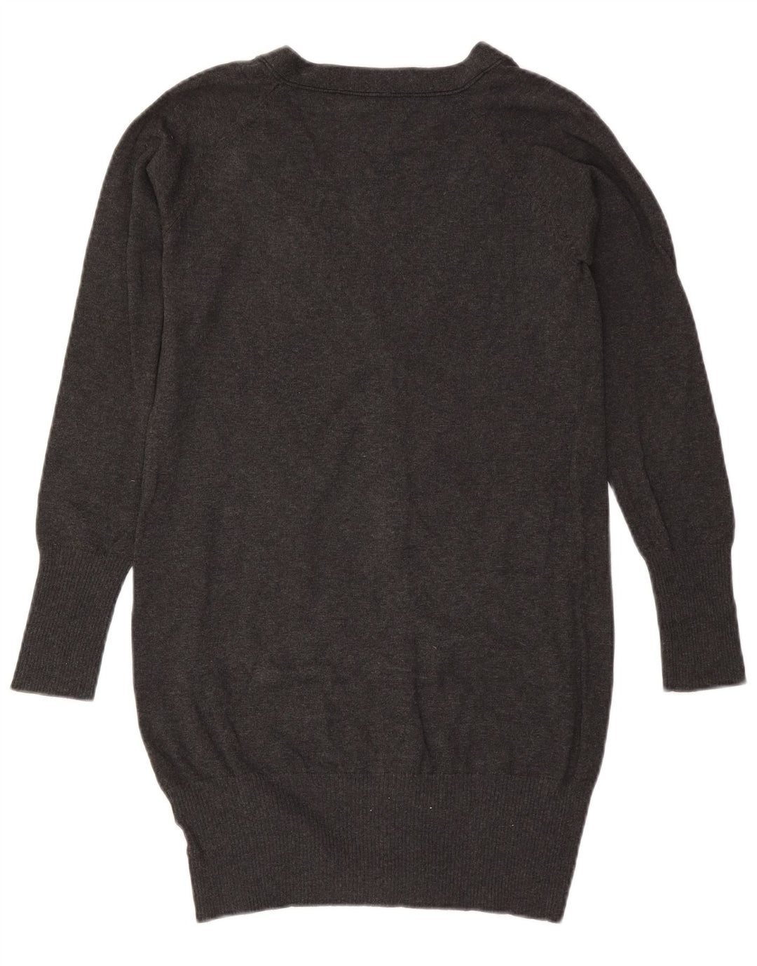 ZARA Damen Longline-Cardigan-Pullover UK 14 Große graue Baumwolle