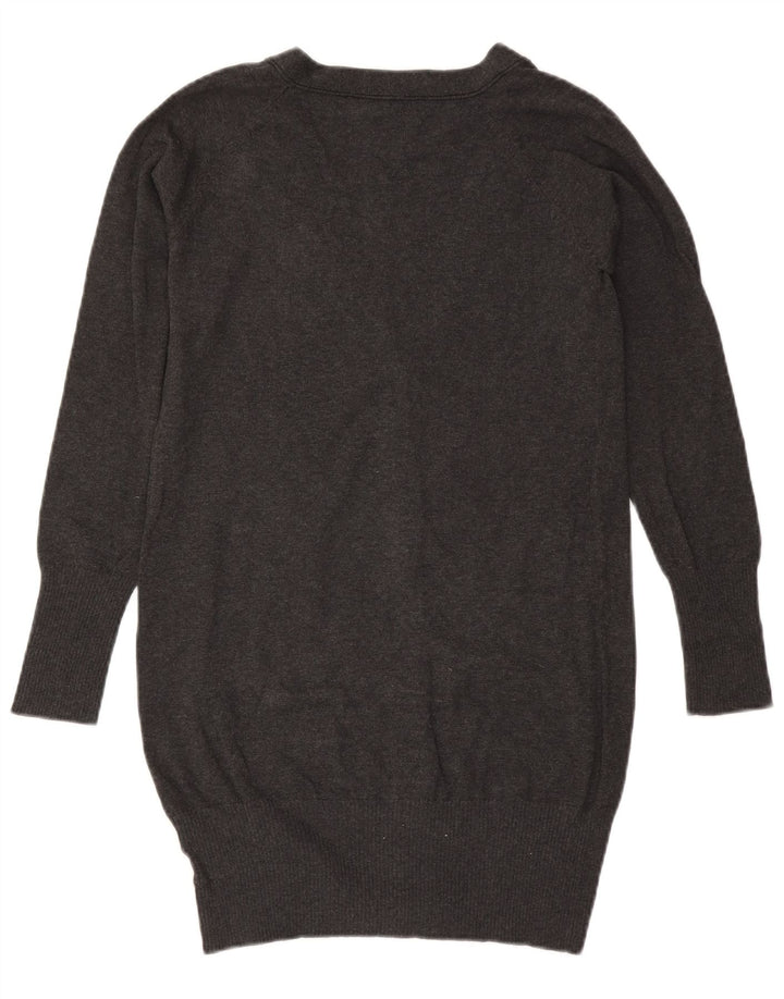 ZARA Damen Longline-Cardigan-Pullover UK 14 Große graue Baumwolle