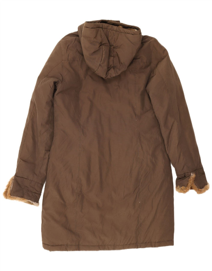 Woolrich Wattierter Damenmantel mit Kapuze, UK 16, Größe L, Beige, Baumwolle