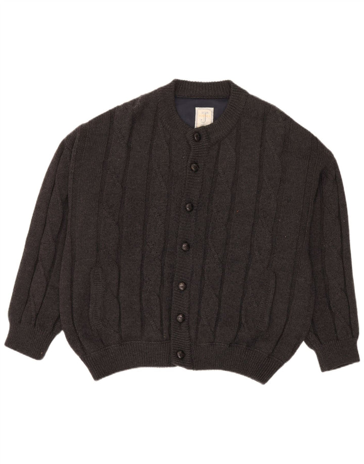 Vintage Herren Cardigan Pullover 2XL Graue Wolle