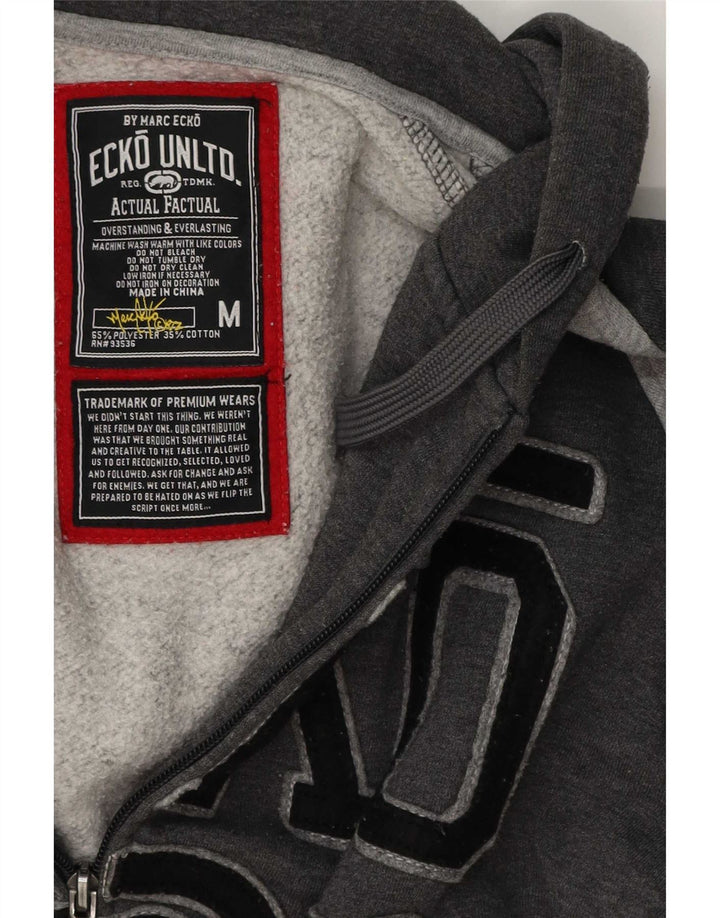 Ecko Unltd Herren-Kapuzenpullover mit grafischem Reißverschluss, mittelgraues Polyester