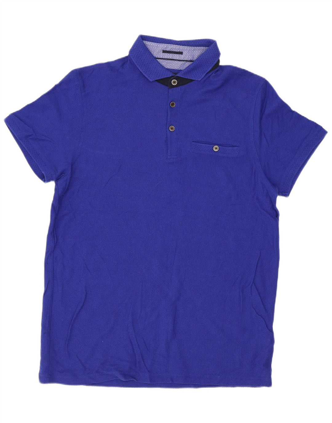 Ted Baker Herren-Poloshirt, Größe 4, groß, blaue Baumwolle