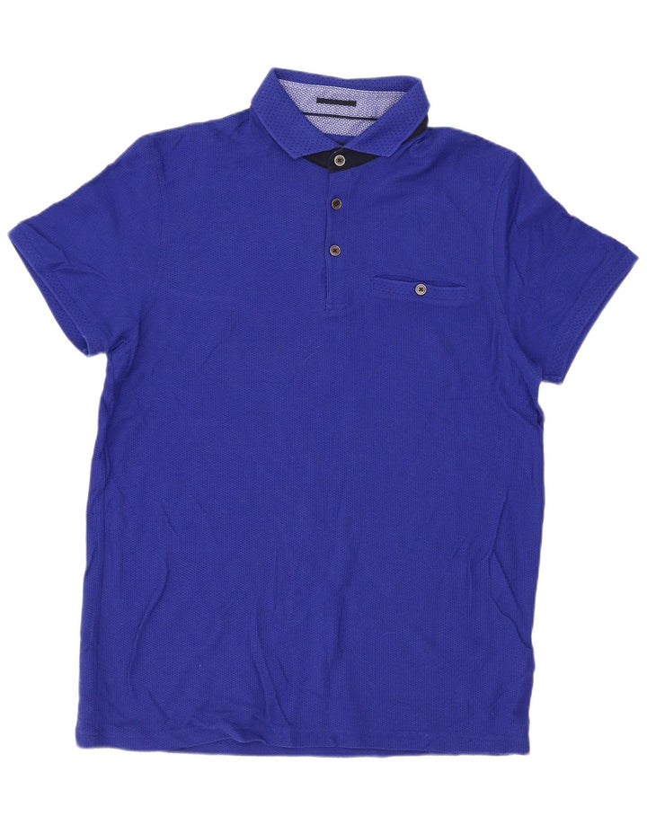 Ted Baker Herren-Poloshirt, Größe 4, groß, blaue Baumwolle