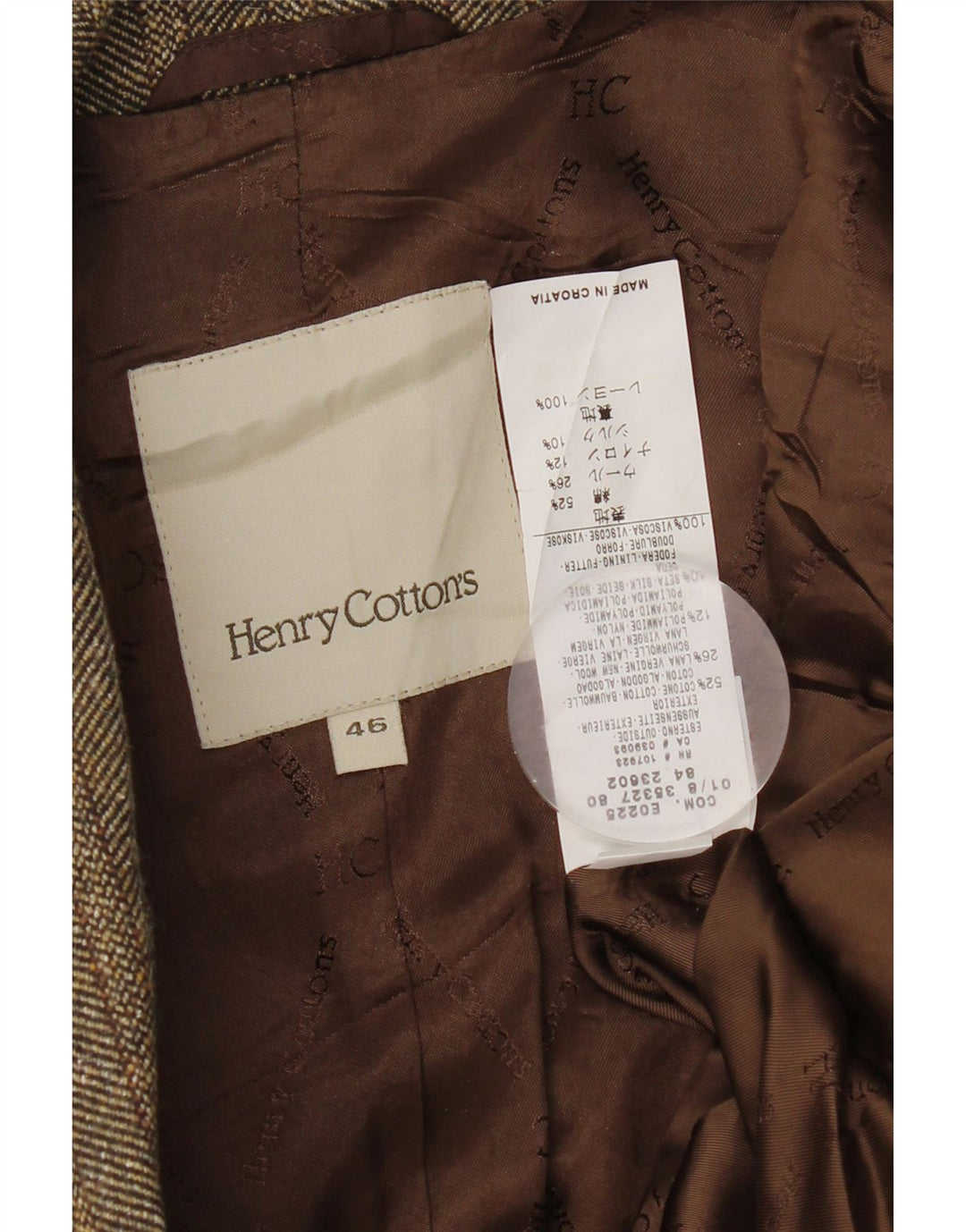 Henry s Damen-Blazer mit 2 Knöpfen, IT 46, großes braunes Fischgrätenmuster
