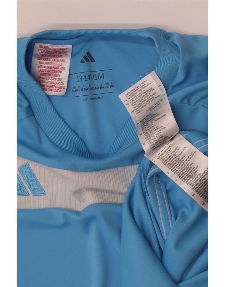 Adidas T-Shirt für Jungen, 13–14 Jahre, blaues Colourblock-Polyester