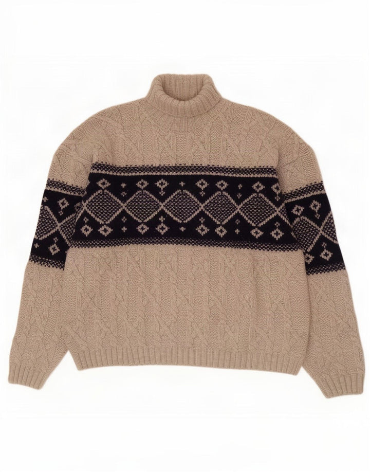 Ocean Star Herren-Pullover mit Rollkragen, IT 50, mittelgraue, geometrische Wolle