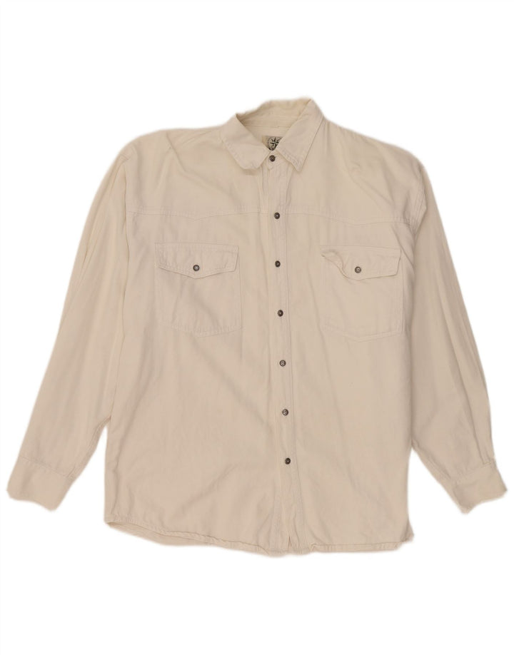 Anyway Herren-Jeanshemd, groß, cremefarbene Baumwolle