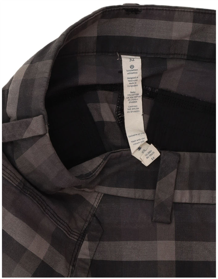 Lululemon Herren-Chinoshorts W32, große grau karierte Baumwolle