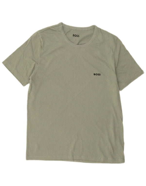 Hugo Boss Damen T-Shirt Top UK 16 Große grüne Baumwolle