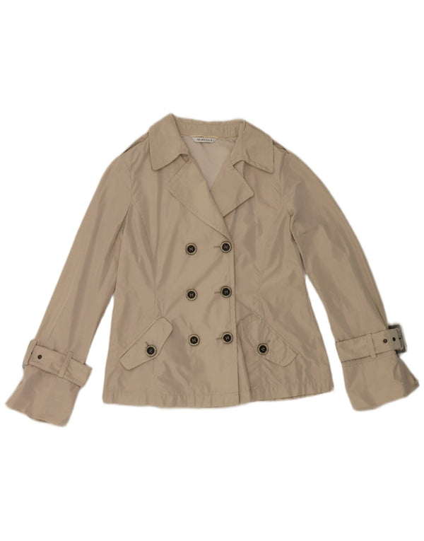 Marella Damen Kurzer Trenchcoat UK 14 Large Beige Polyester