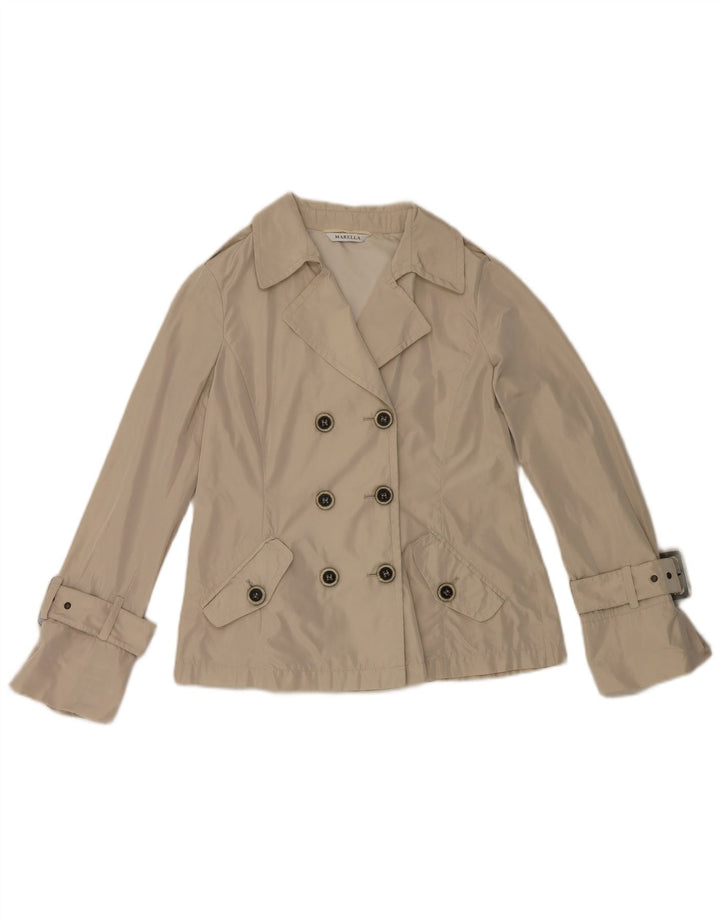 Marella Damen Kurzer Trenchcoat UK 14 Large Beige Polyester