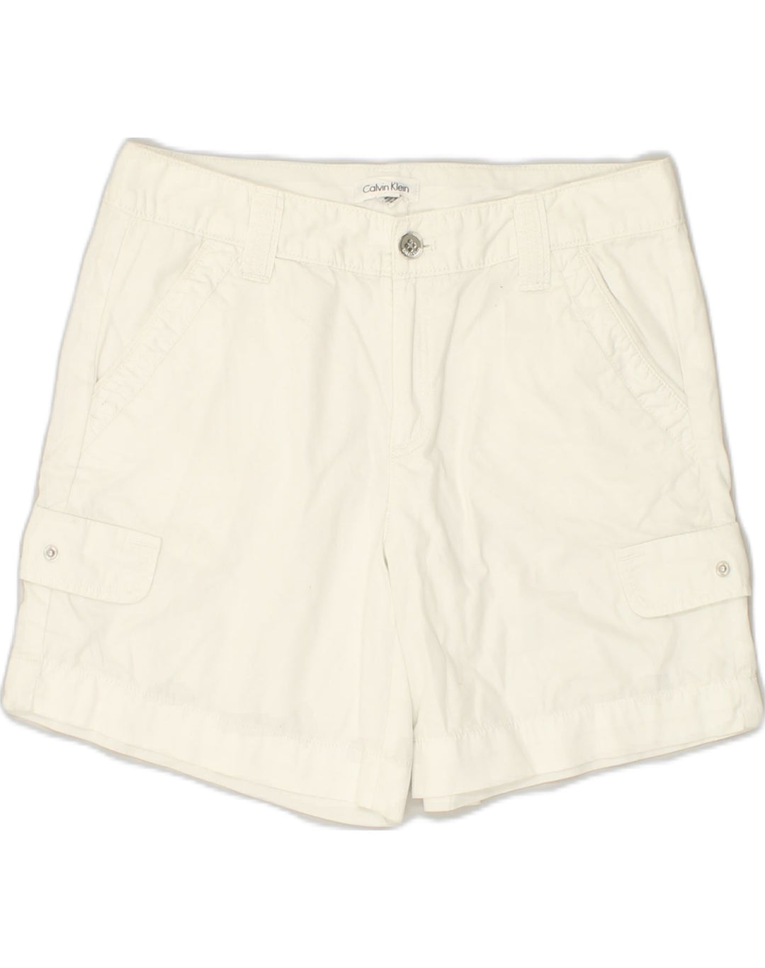 CALVIN KLEIN Womens Cargo Shorts US 6 Medium W30  White Cotton | Vintage Calvin Klein | Thrift | Second-Hand Calvin Klein | Used Clothing | Messina Hembry 